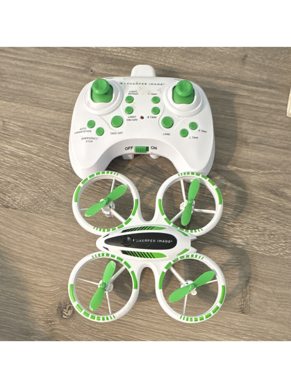 Sharper Image X7 Quadcopter Drone w/ Controller, Light Effects, White/Green